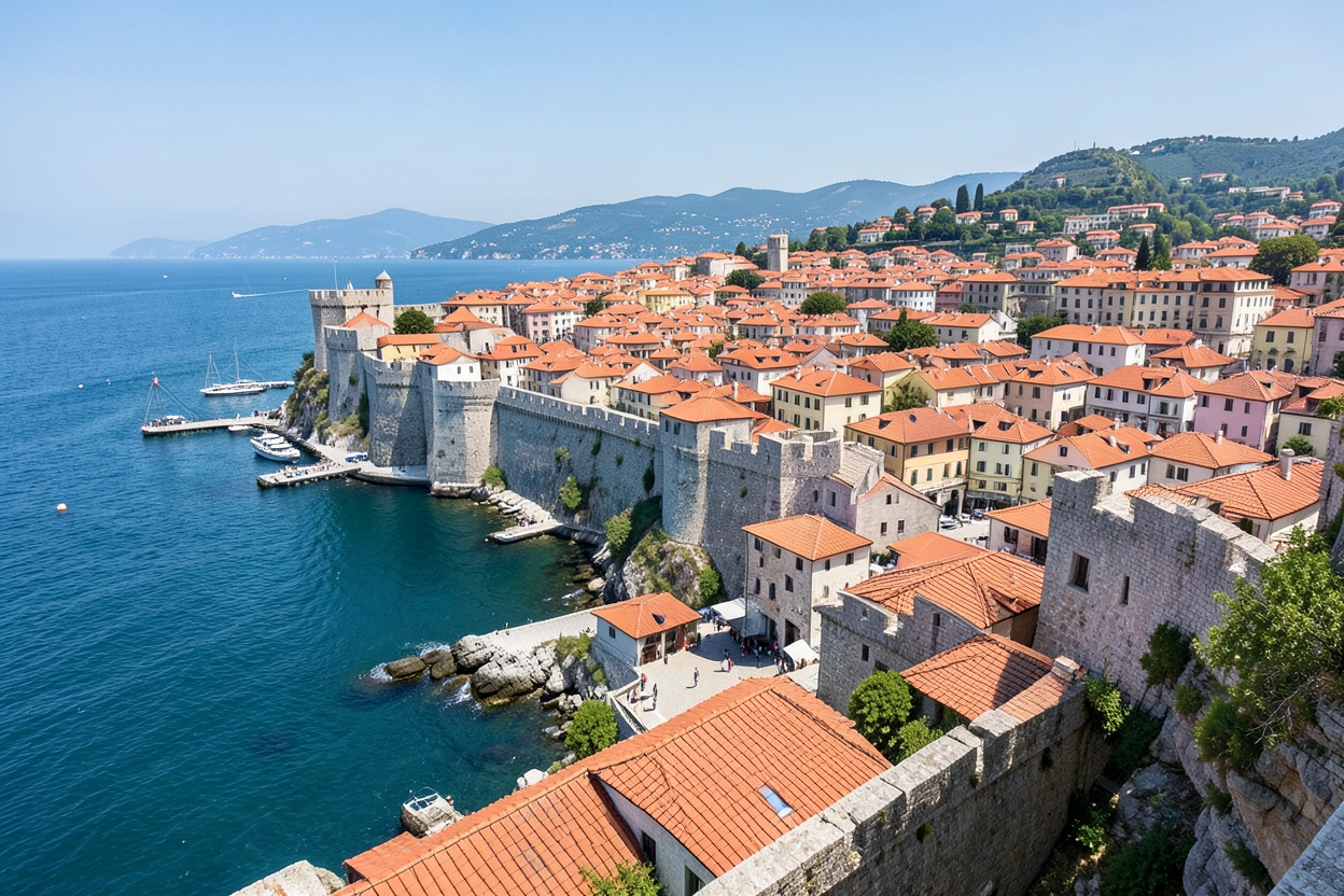 Remparts de Dubrovnik surplombant l'Adriatique